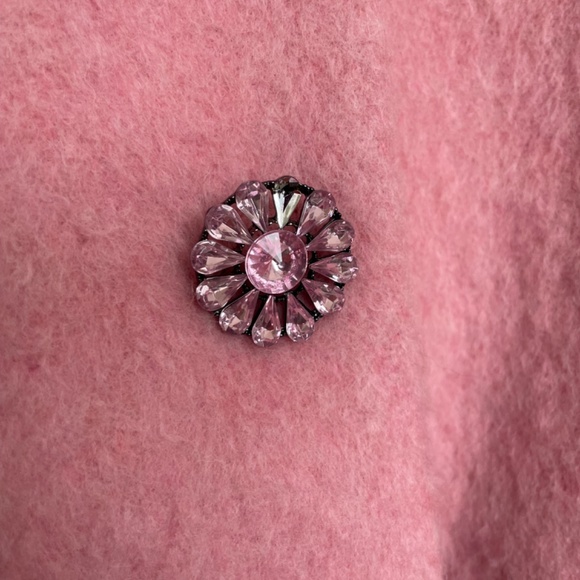 NWOT Kate Spade Tulip Pink Faux Fur Collar Jeweled Buttons Wool Blend - Picture 6 of 6